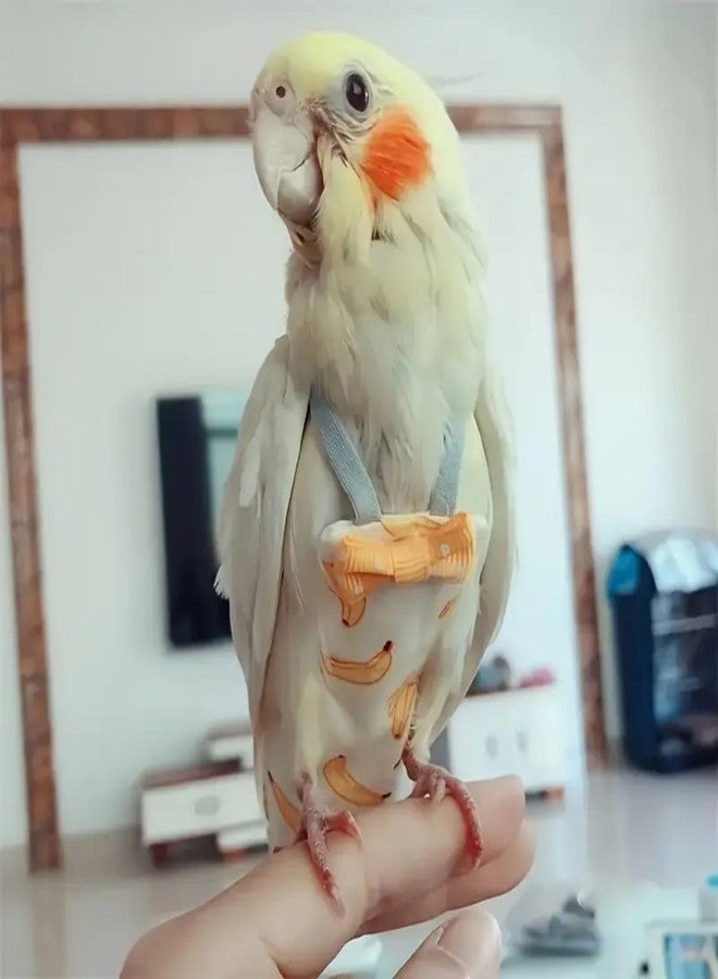 حفاضات طيور قابلة للتعديل من VAYINATO® (قطعتان، لون الموز) للببغاوات، والبادجي، وببغاوات الشمس، واللوري، والطيور الصغيرة | نسيج ناعم يسمح بمرور الهواء، يوفر ملاءمة محكمة أثناء الطيران والاستخدام على الأرض | سهولة التنظيف، للحفاظ على صحة الطيور - Image 3